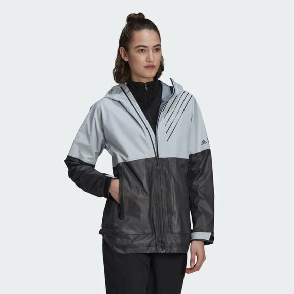 Adidas Jackets \u0026 Coats | New Size M Medium Womens Adidas Terrex 3-Layer Zupahike Grey Rain Jacket Gi7289 | Color: Black/Gray | Size: M | Pm-50238577's